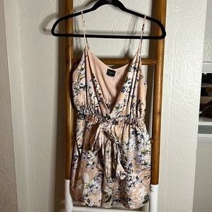 Light pink silk floral romper